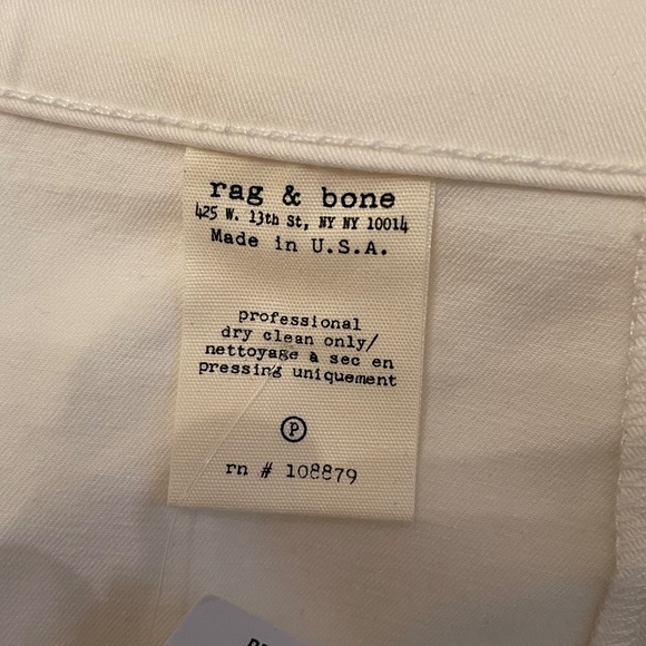 NWT! Rag & Bone Ivory Gold Lambskin Lamb Leather Trim Jeans 27 Intermix - Picture 3 of 16